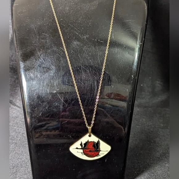 3 for $30 Vintage enamel crane necklace, marked Carrib on back. - Picture 3 of 5